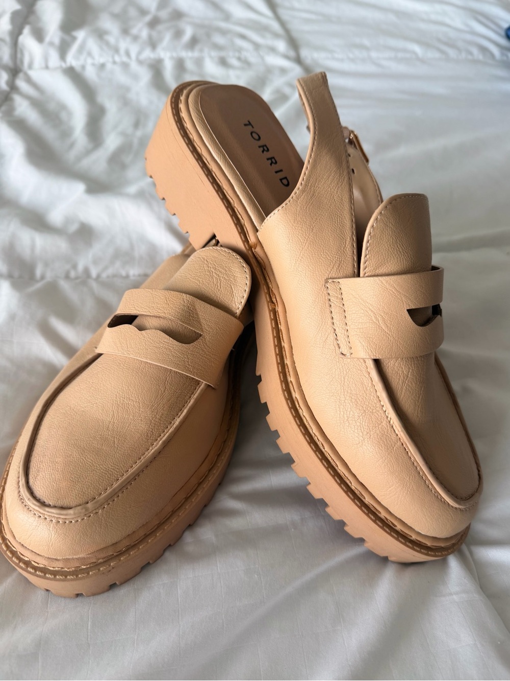 torrid Beige Chunky Penny Loafer Mules